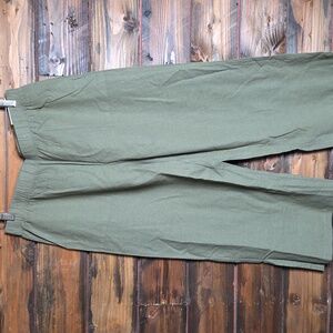 Women's Olive Green Crop Linen Blend Pants Size Large
